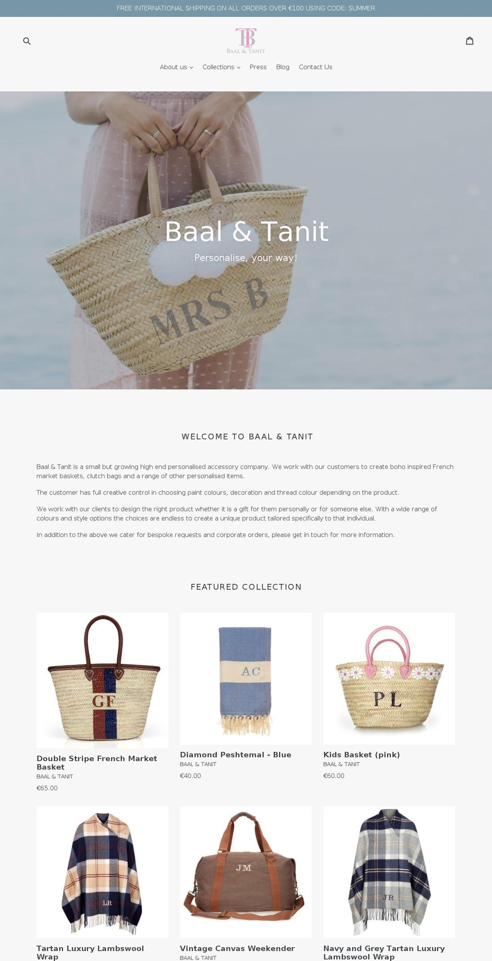 baalandtanit.com — Shopify storefront screenshot