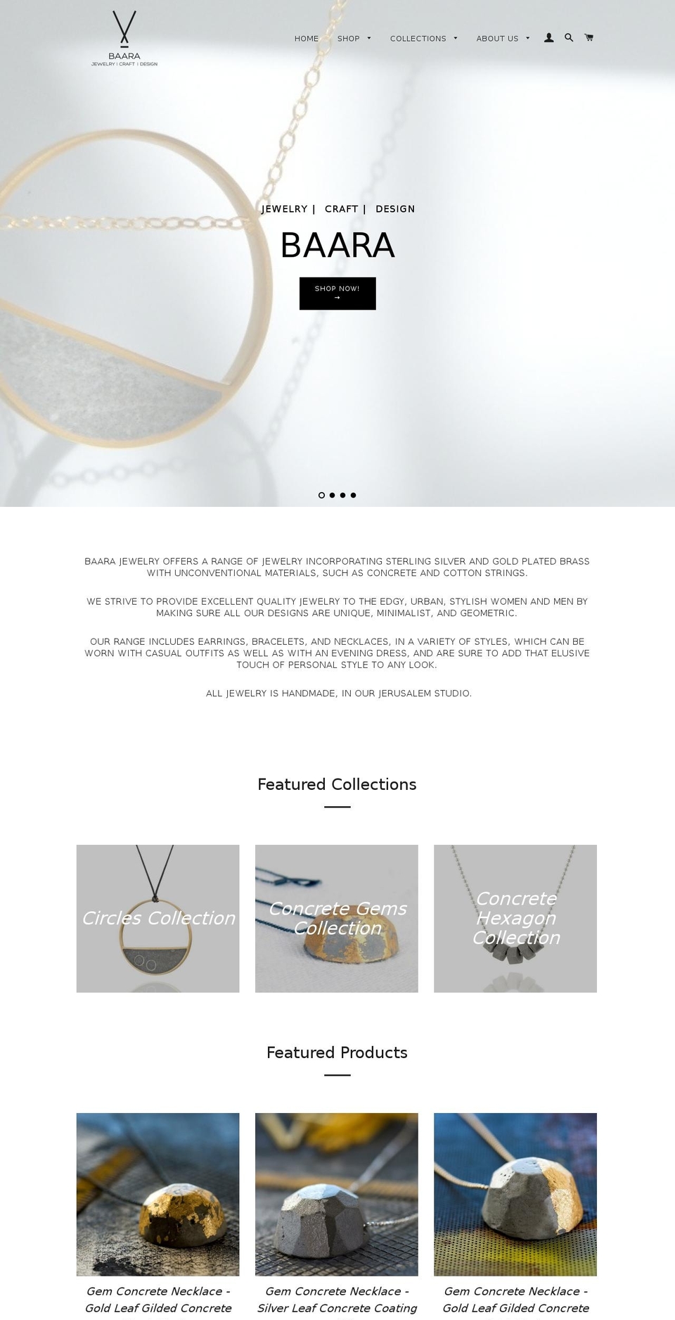 baarajewelry.com shopify website screenshot
