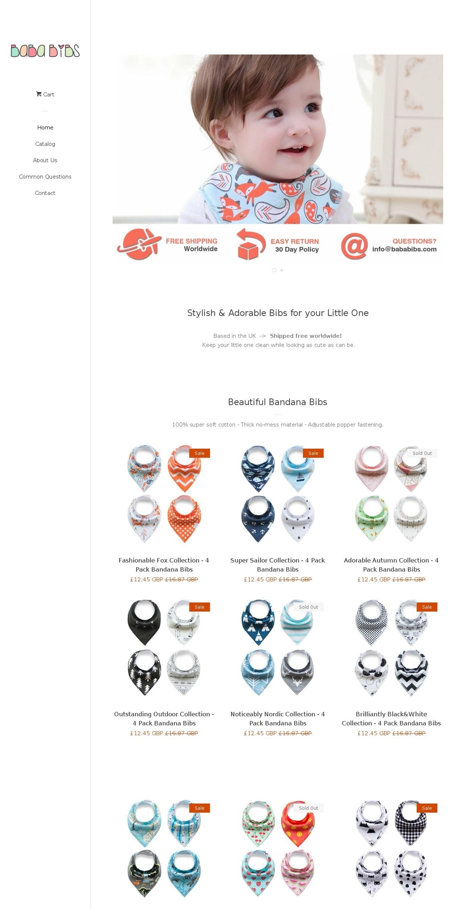bababibs.com shopify website screenshot