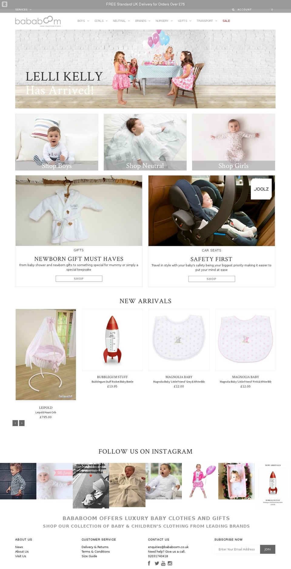 bababoom-boutique.co.uk shopify website screenshot