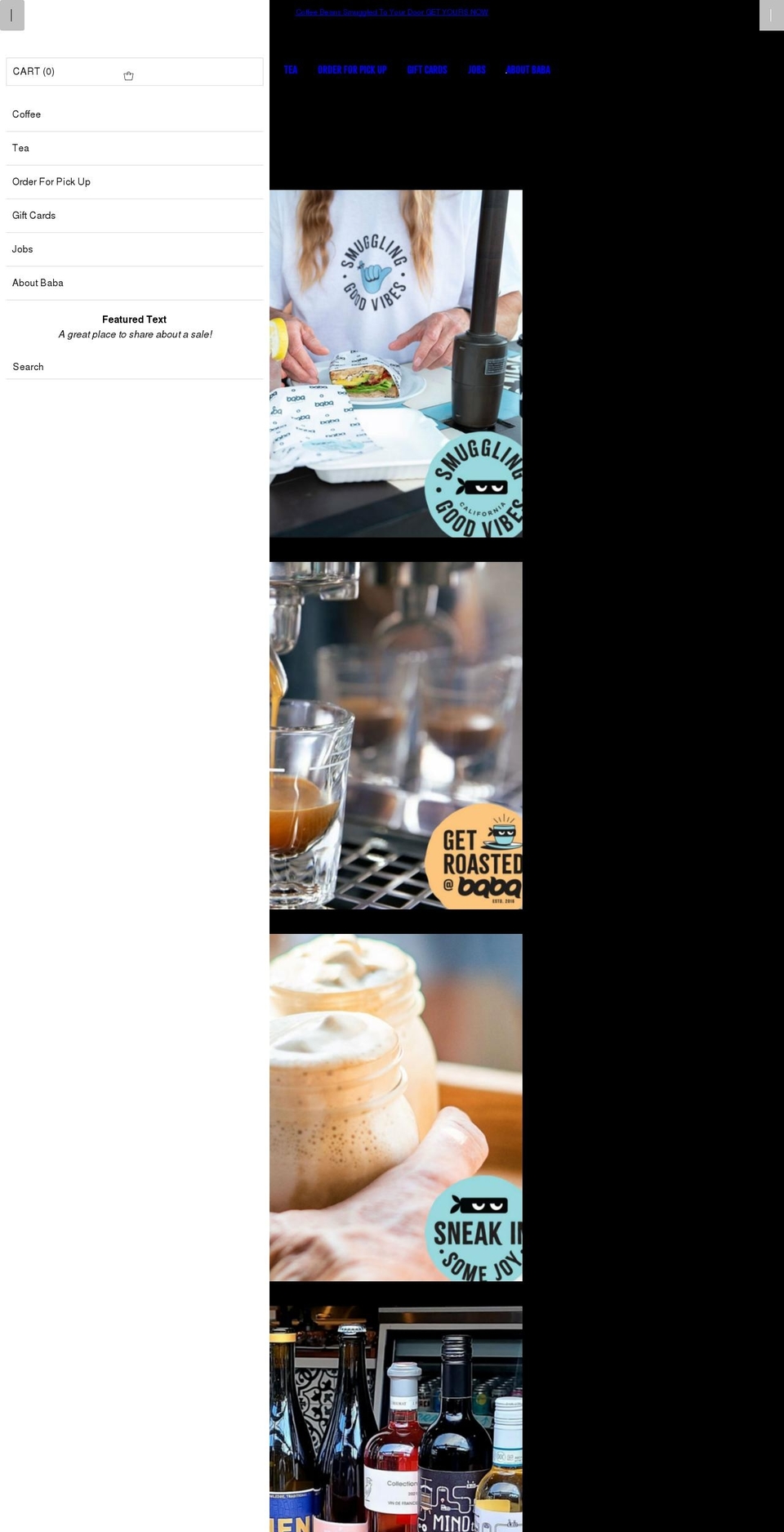 babacoffee.com shopify website screenshot