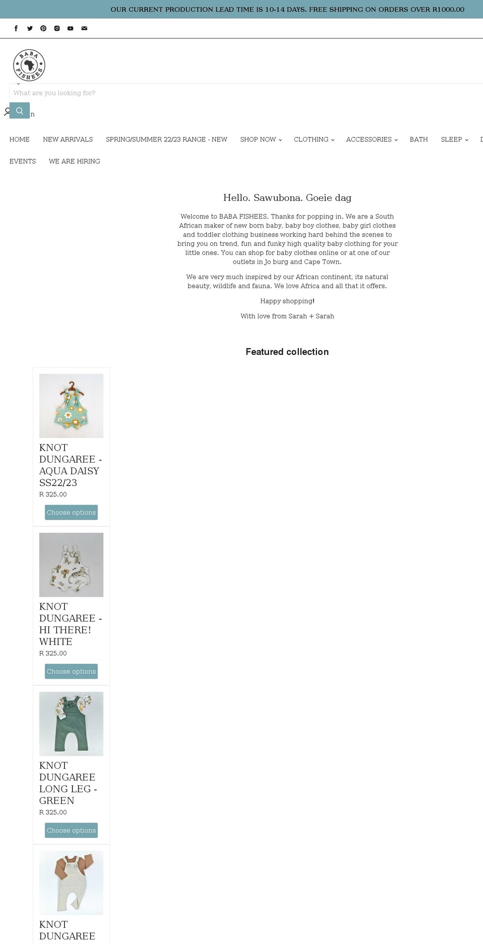 babafishees.com shopify website screenshot