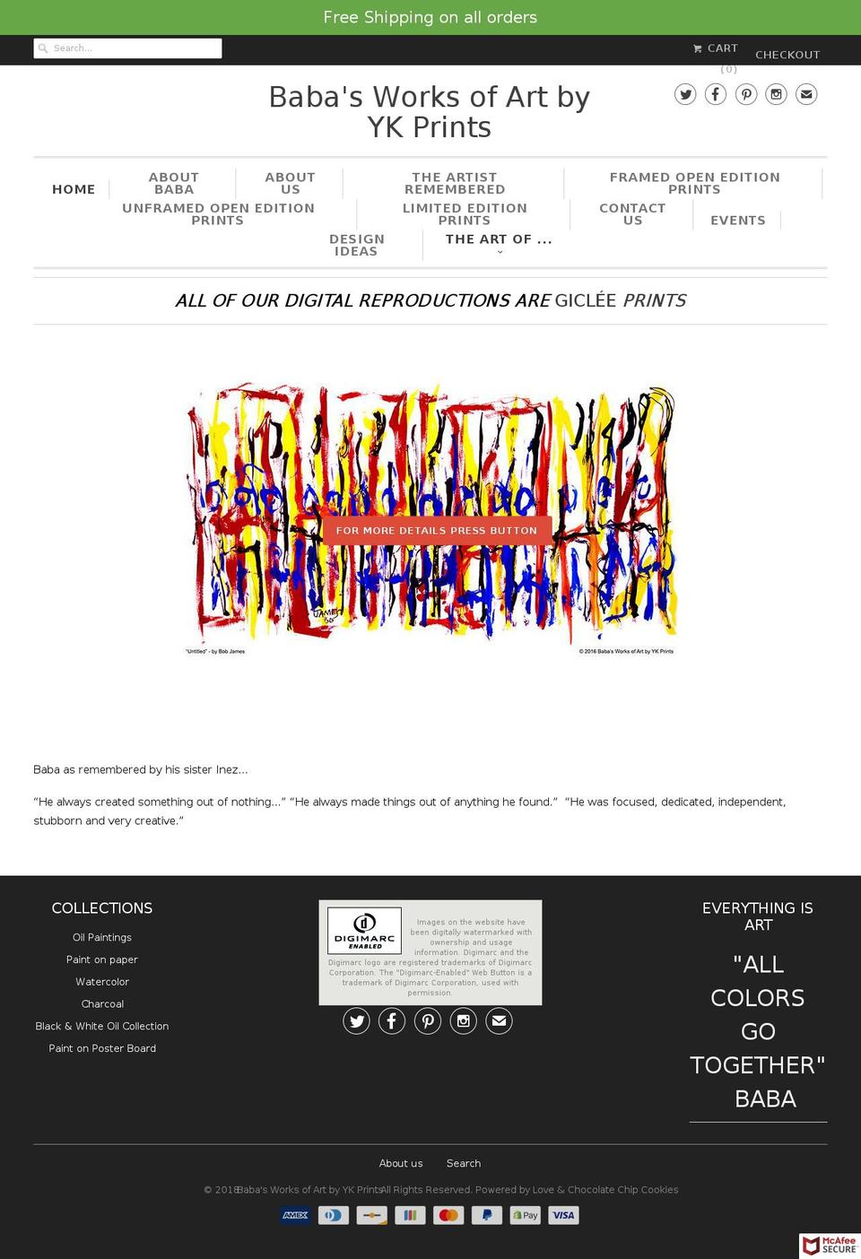 babasworksofart.com — Shopify storefront screenshot