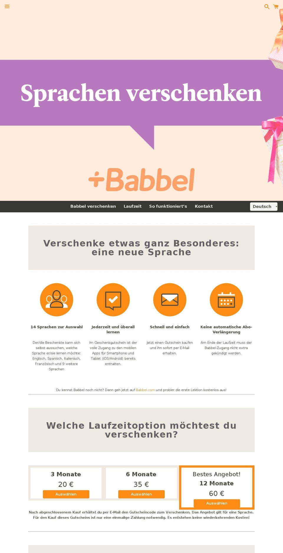 babbel-giftshop.com shopify website screenshot