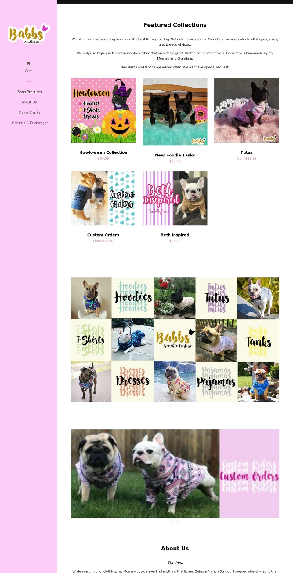 babbsfrenchiecouture.com shopify website screenshot