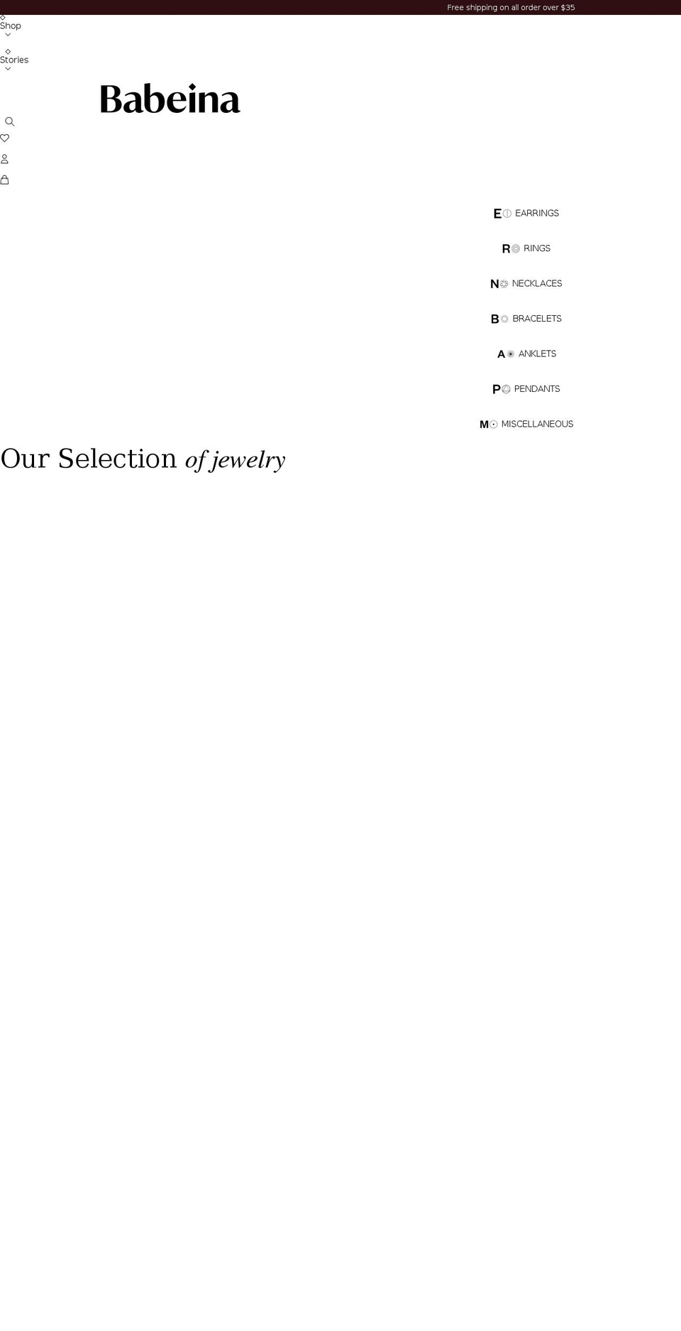 babeina.jewelry shopify website screenshot