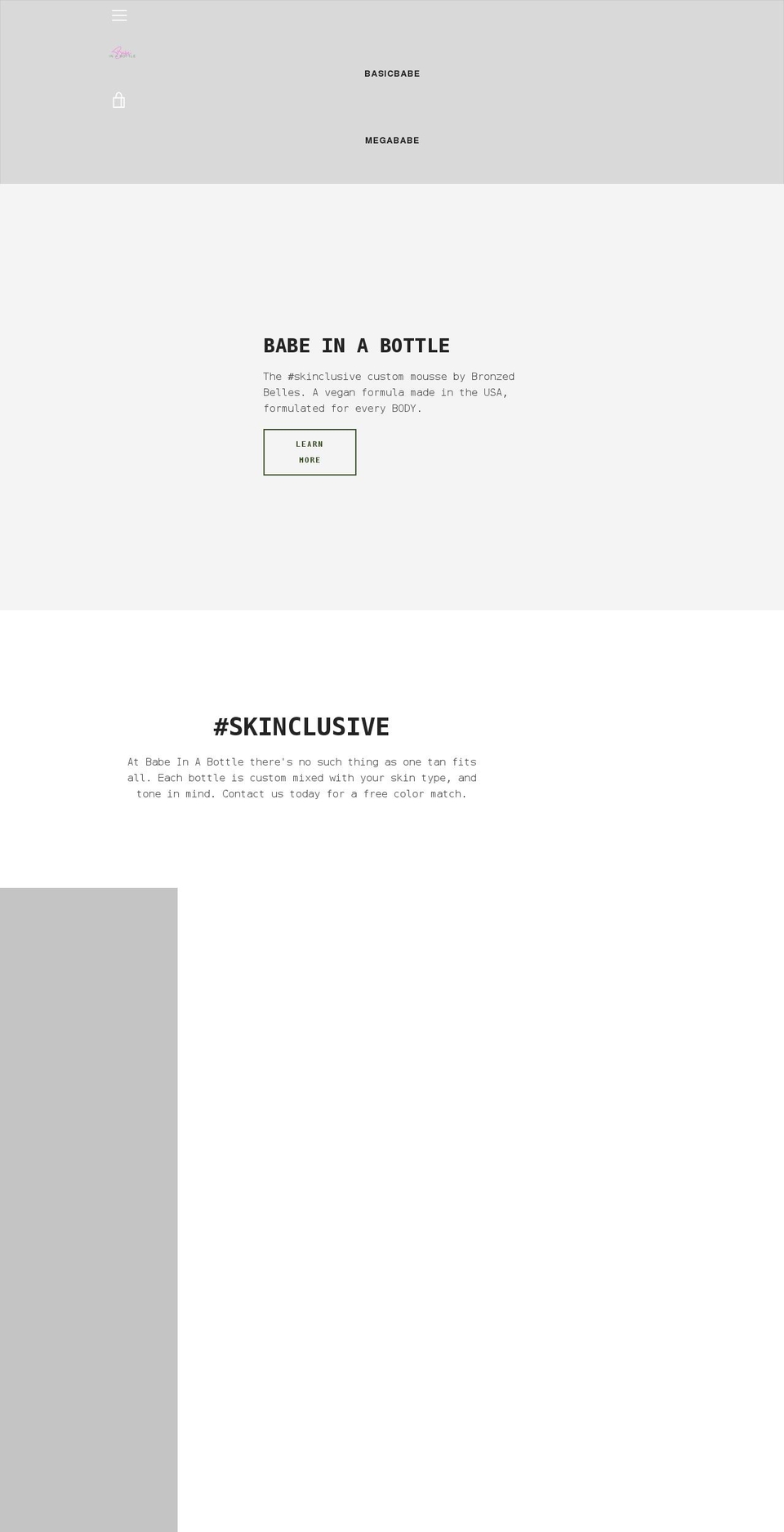 babeinabottle.com shopify website screenshot