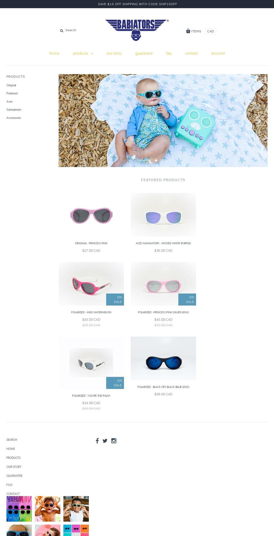 babiators.ca shopify website screenshot