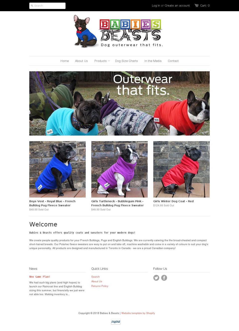 babiesandbeasts.ca shopify website screenshot