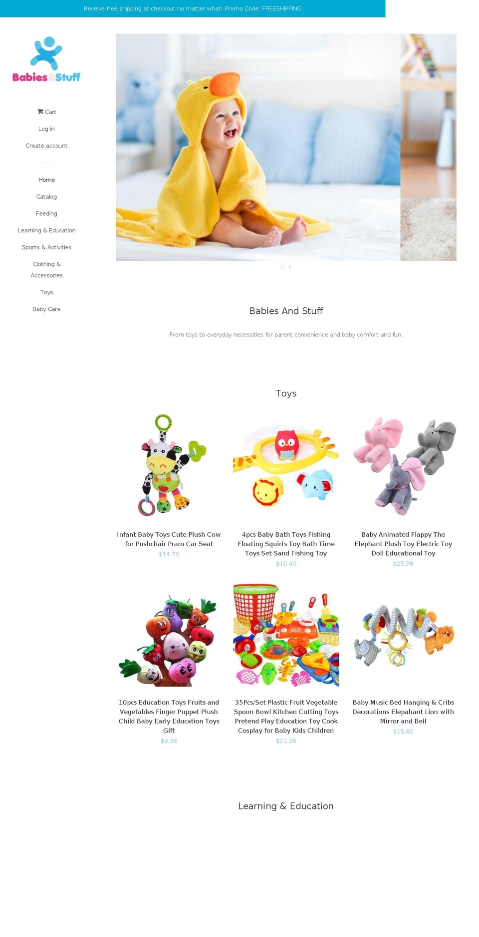 babiesandstuff.com — Shopify storefront screenshot