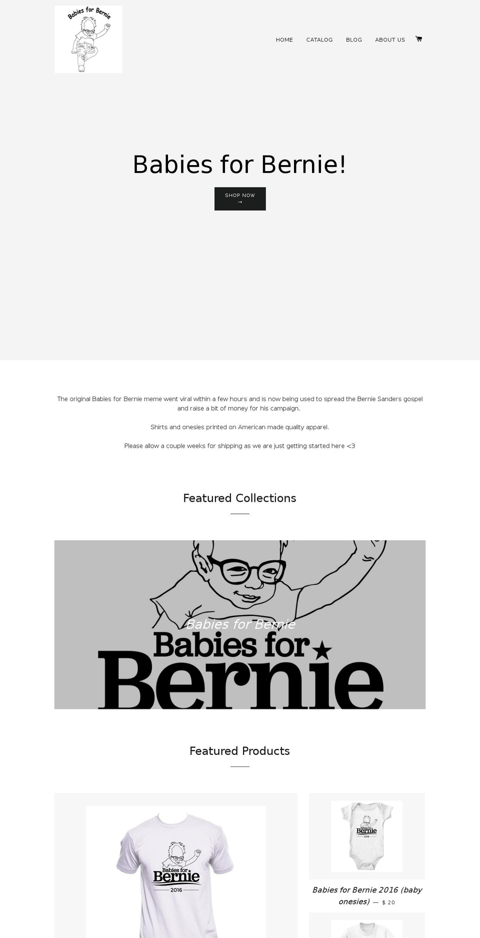 babiesforbernie2016.com shopify website screenshot