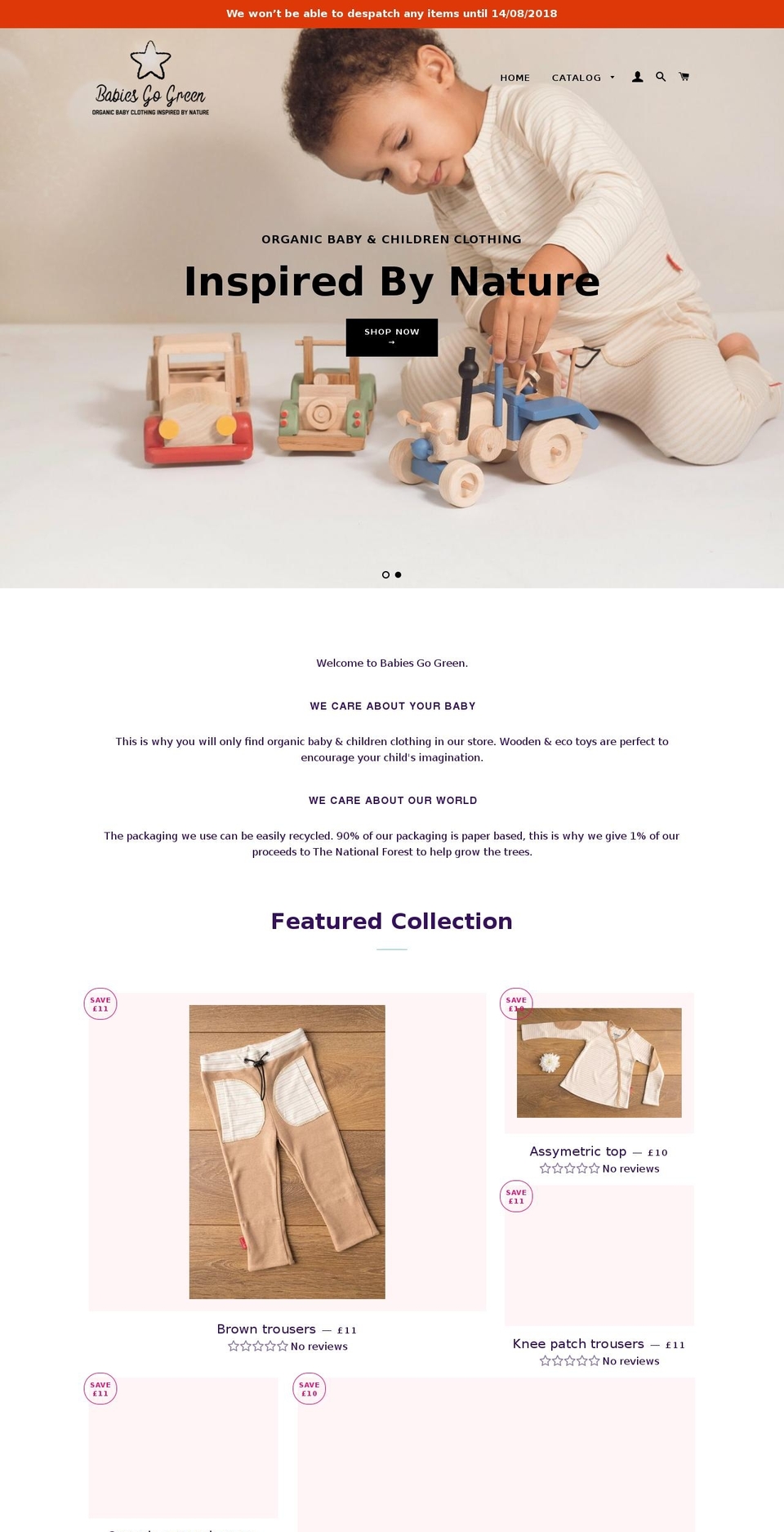 babiesgogreen.com — Shopify storefront screenshot