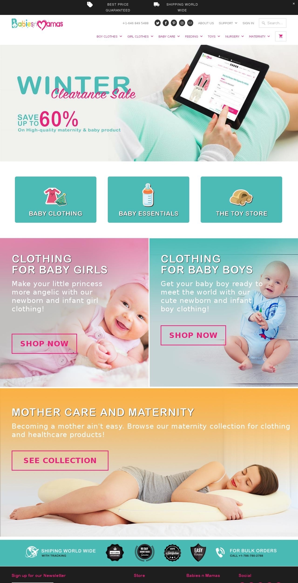 babiesnmamas.com — Shopify storefront screenshot