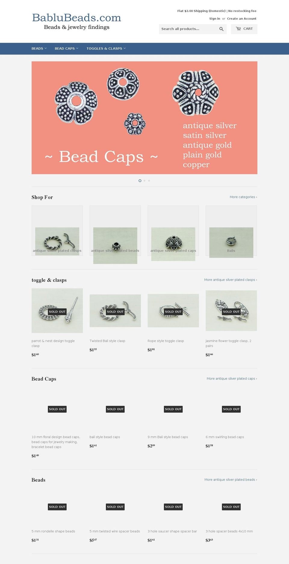 bablubeads.com — Shopify storefront screenshot