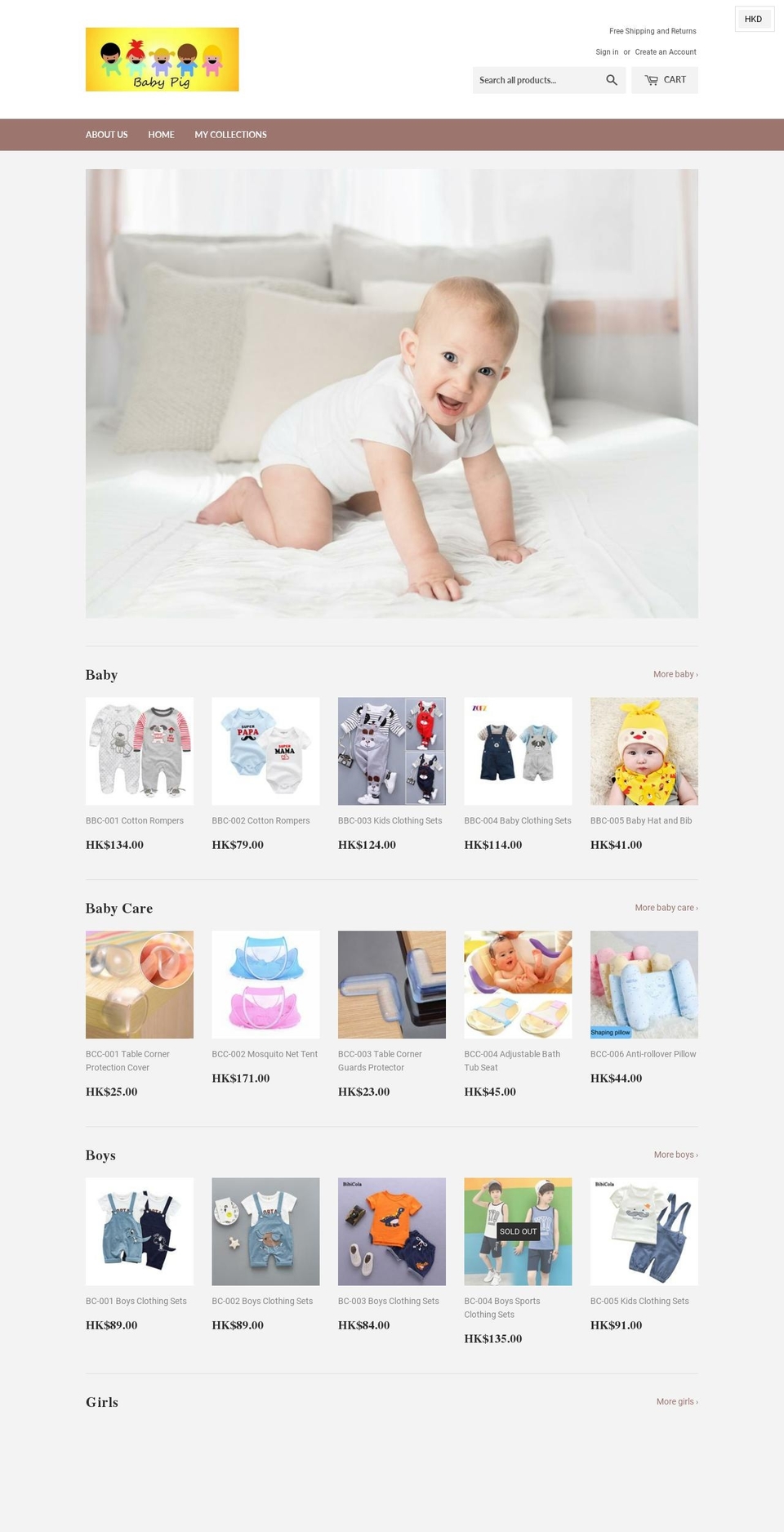 baby-pig.com — Shopify storefront screenshot