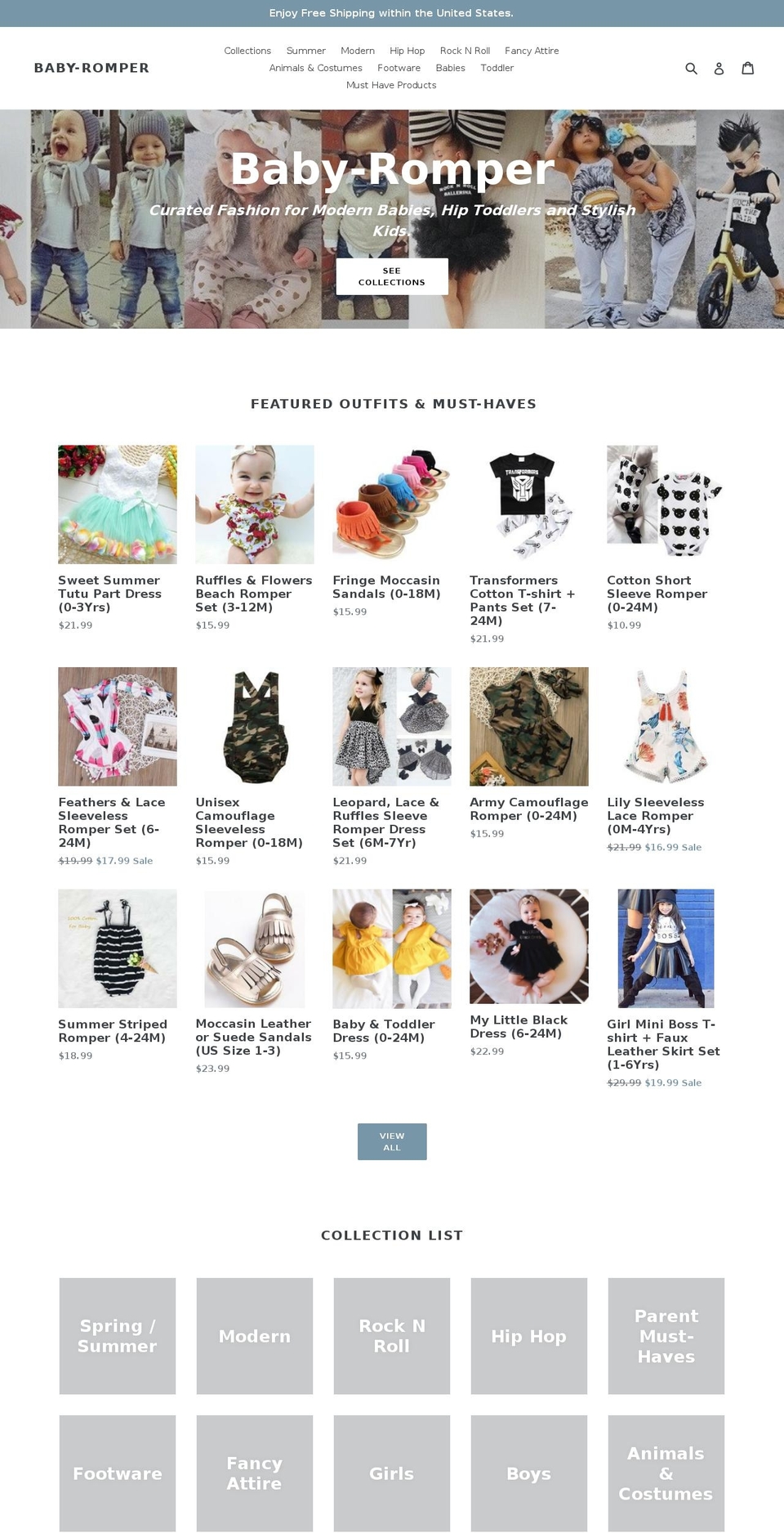 baby-romper.com — Shopify storefront screenshot