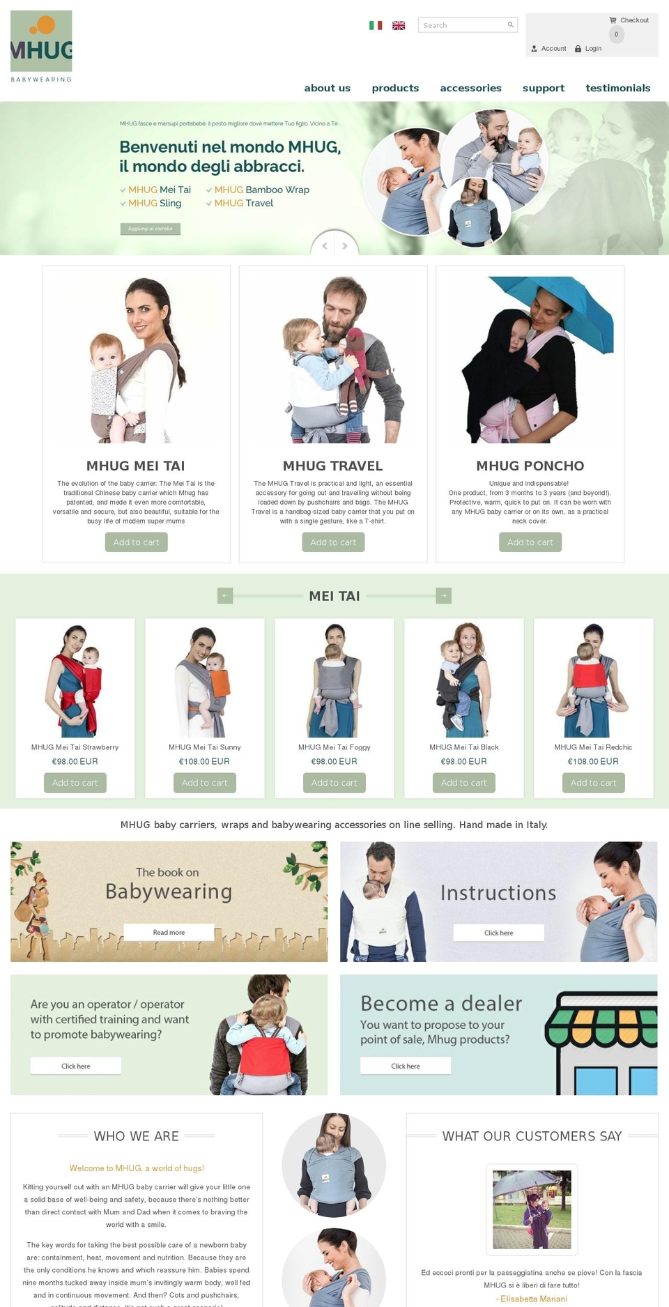 qeretail Shopify theme site example baby-wearing.it