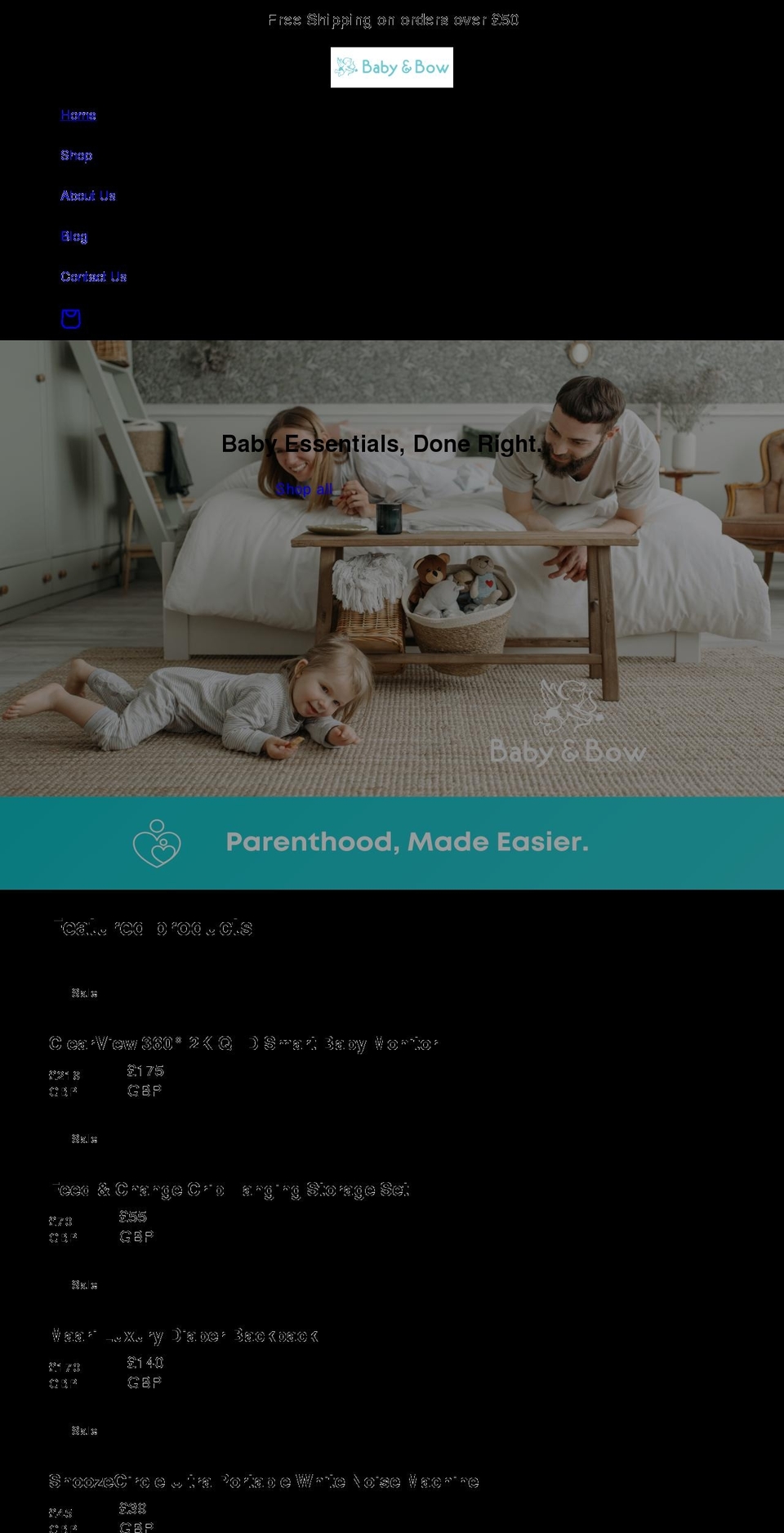 babyandbow.com shopify website screenshot