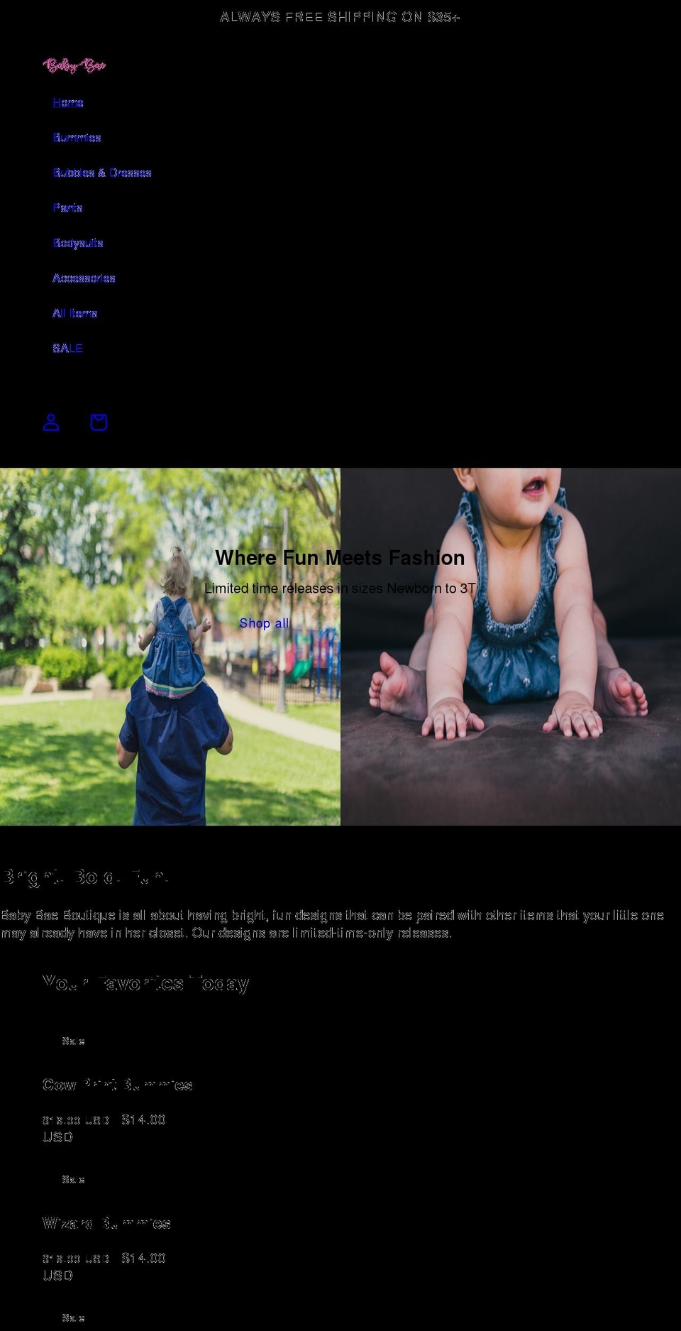 babybaeboutique.com shopify website screenshot