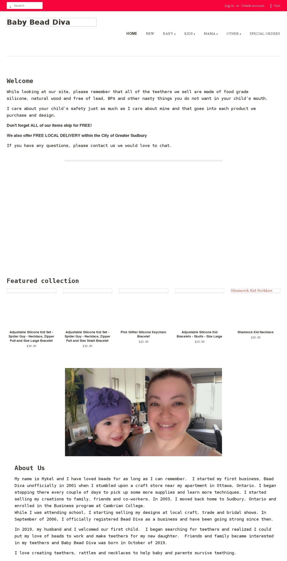 babybeaddiva.com shopify website screenshot