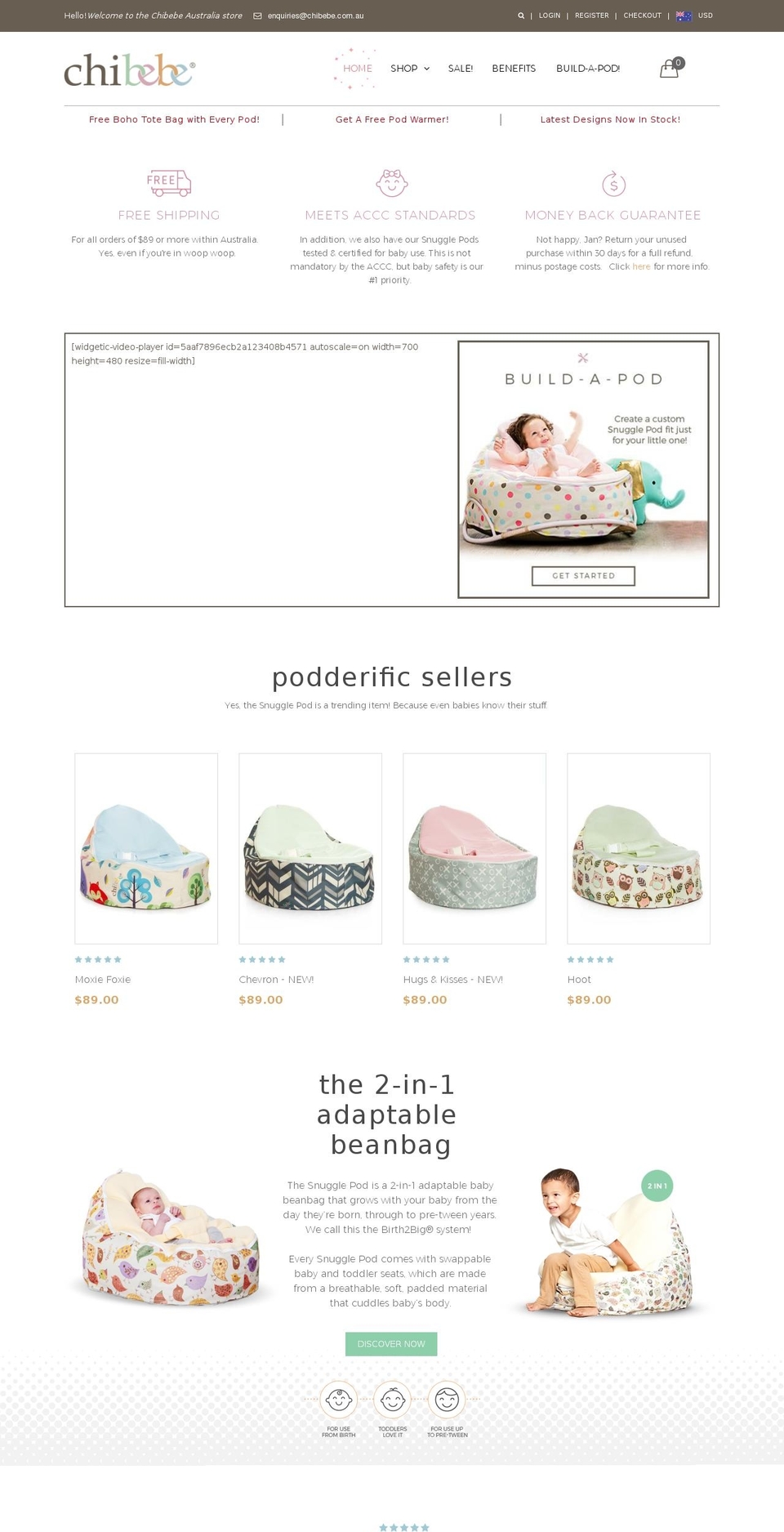 babybeanbag.com.au shopify website screenshot