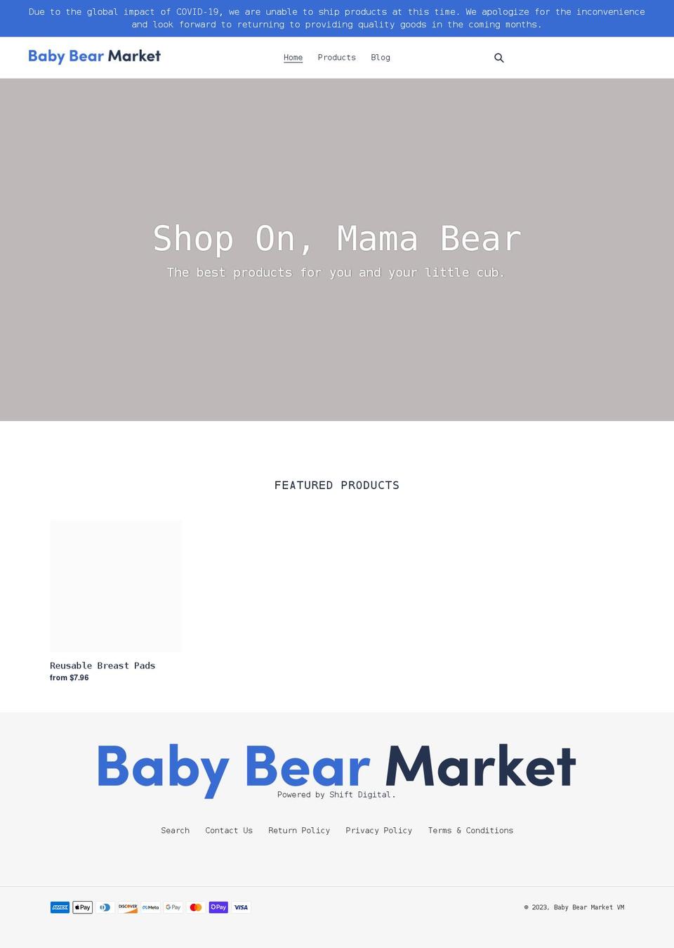 babybearmarket.com shopify website screenshot