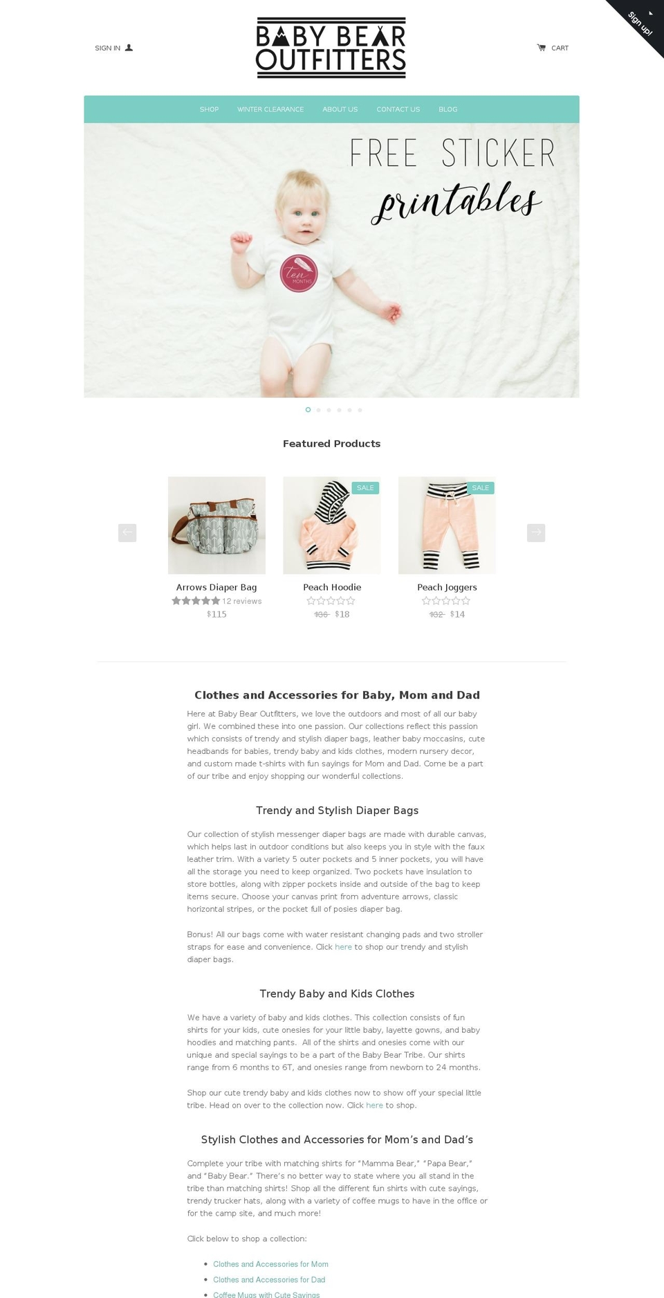 babybearoutfitters.com shopify website screenshot