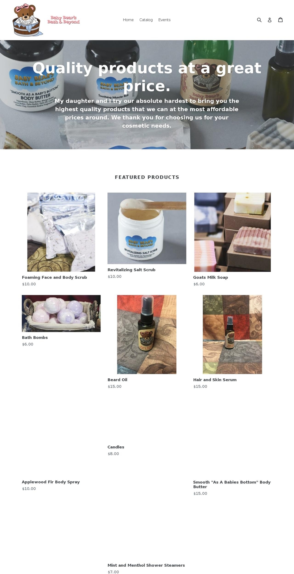 babybears.org shopify website screenshot