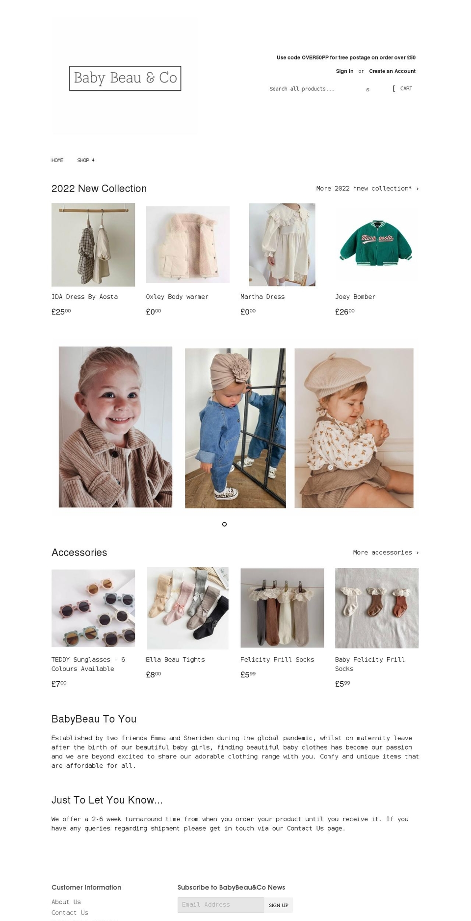 babybeauandco.co.uk shopify website screenshot