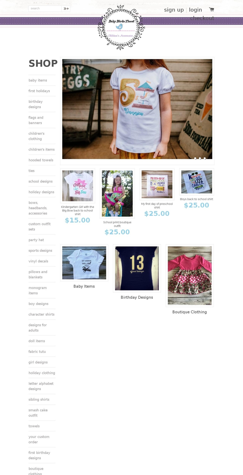 babybirdscloset.com shopify website screenshot