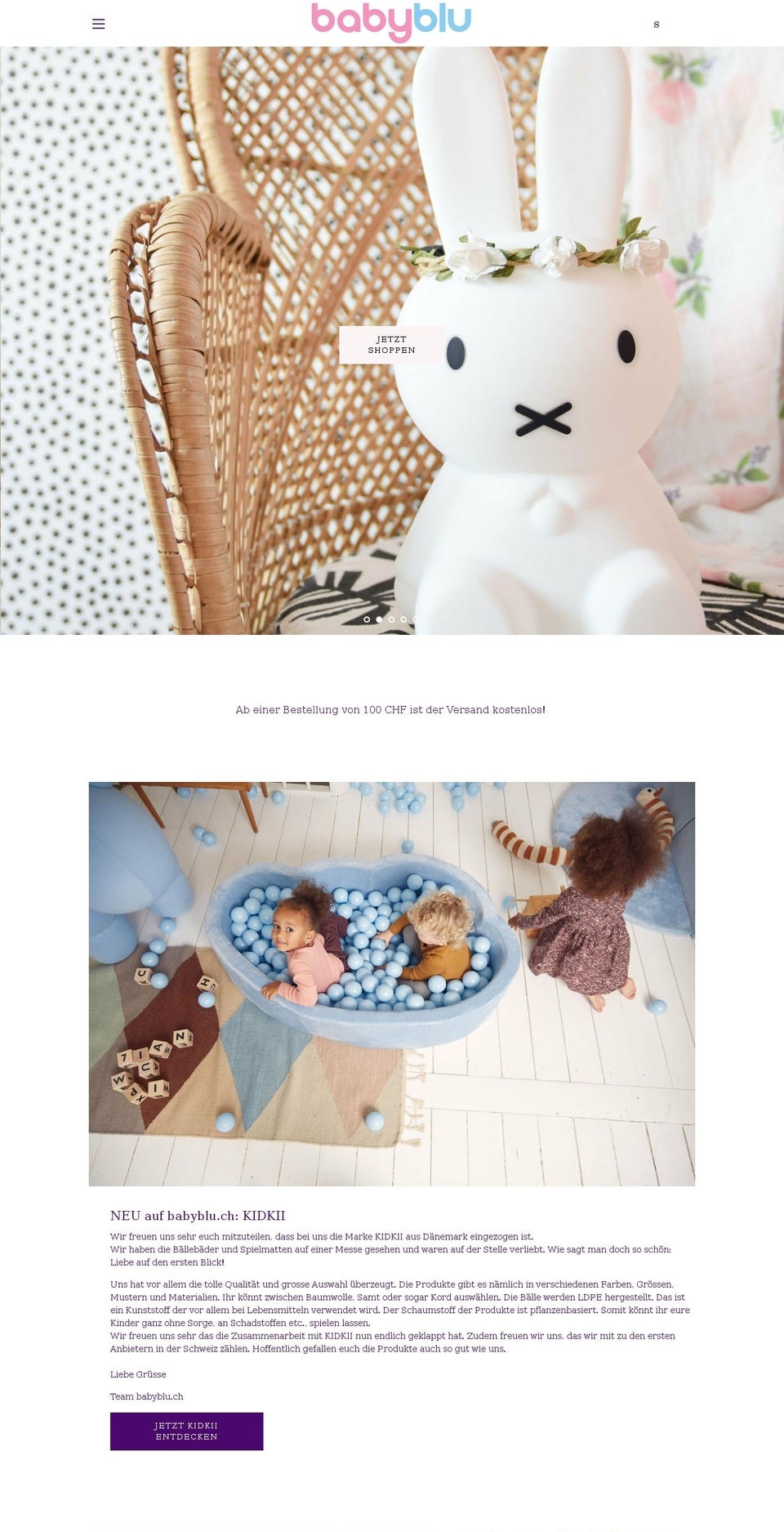 babyblu.ch shopify website screenshot