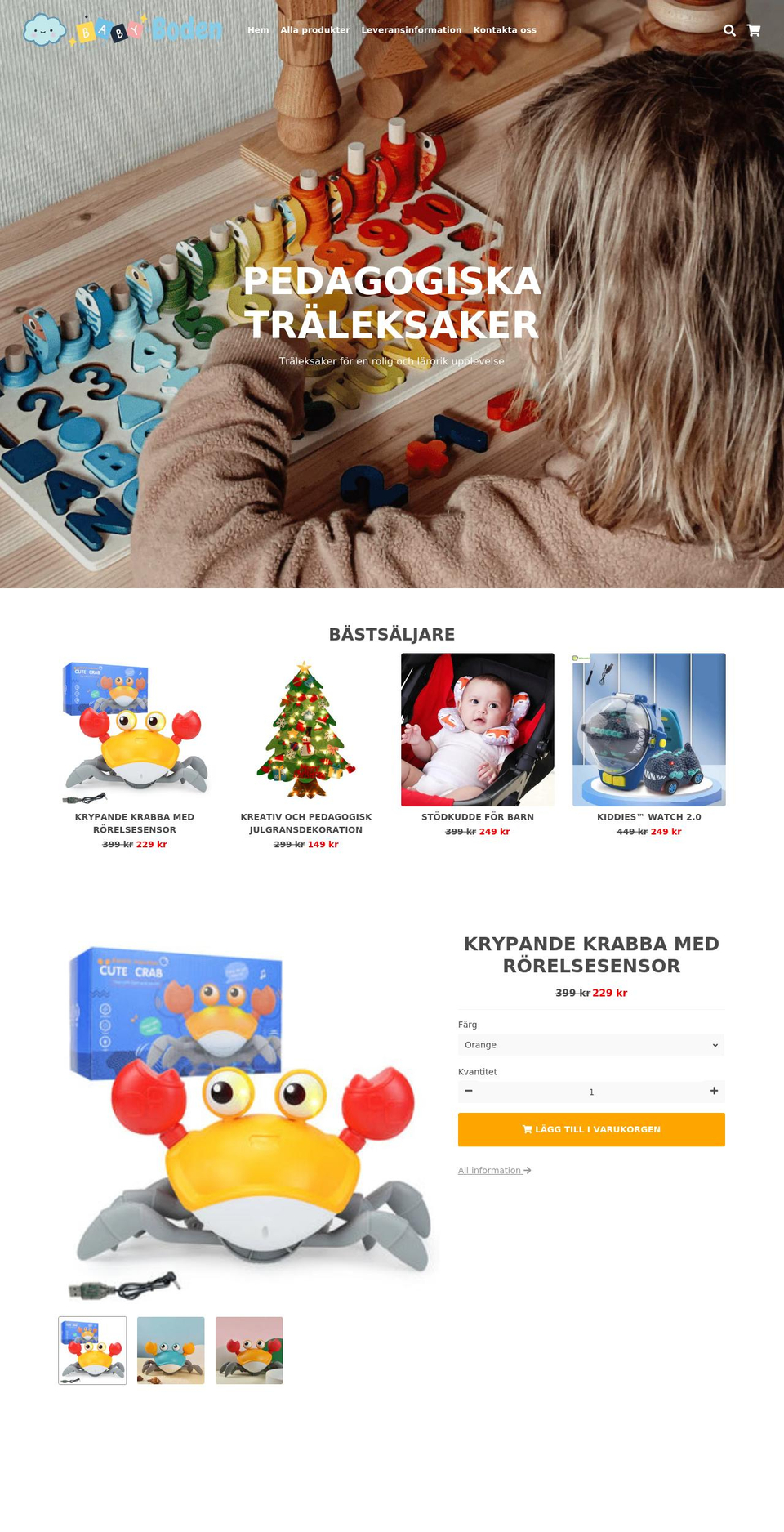 babyboden.se shopify website screenshot