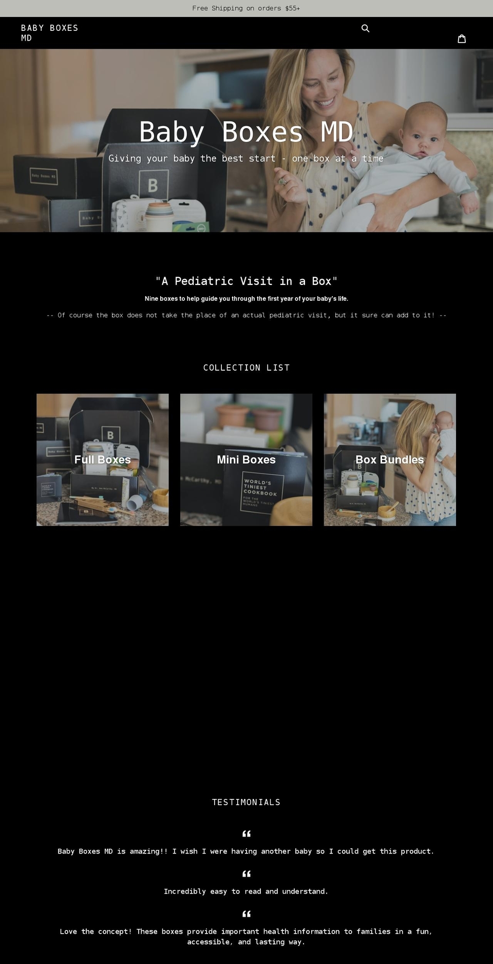 babyboxesmd.com shopify website screenshot