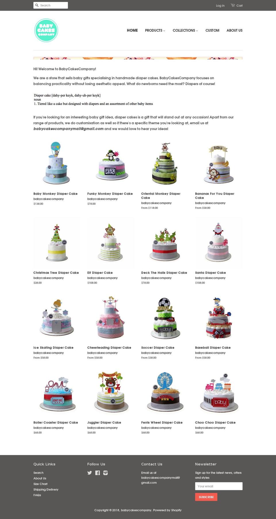 babycakescompany.com — Shopify storefront screenshot