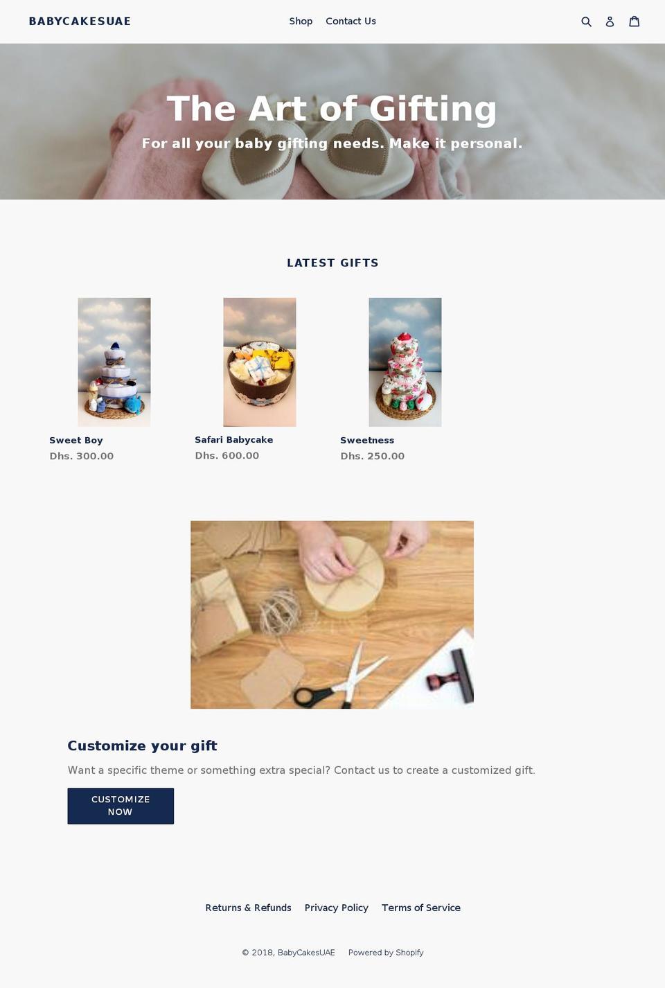 babycakesuae.com — Shopify storefront screenshot