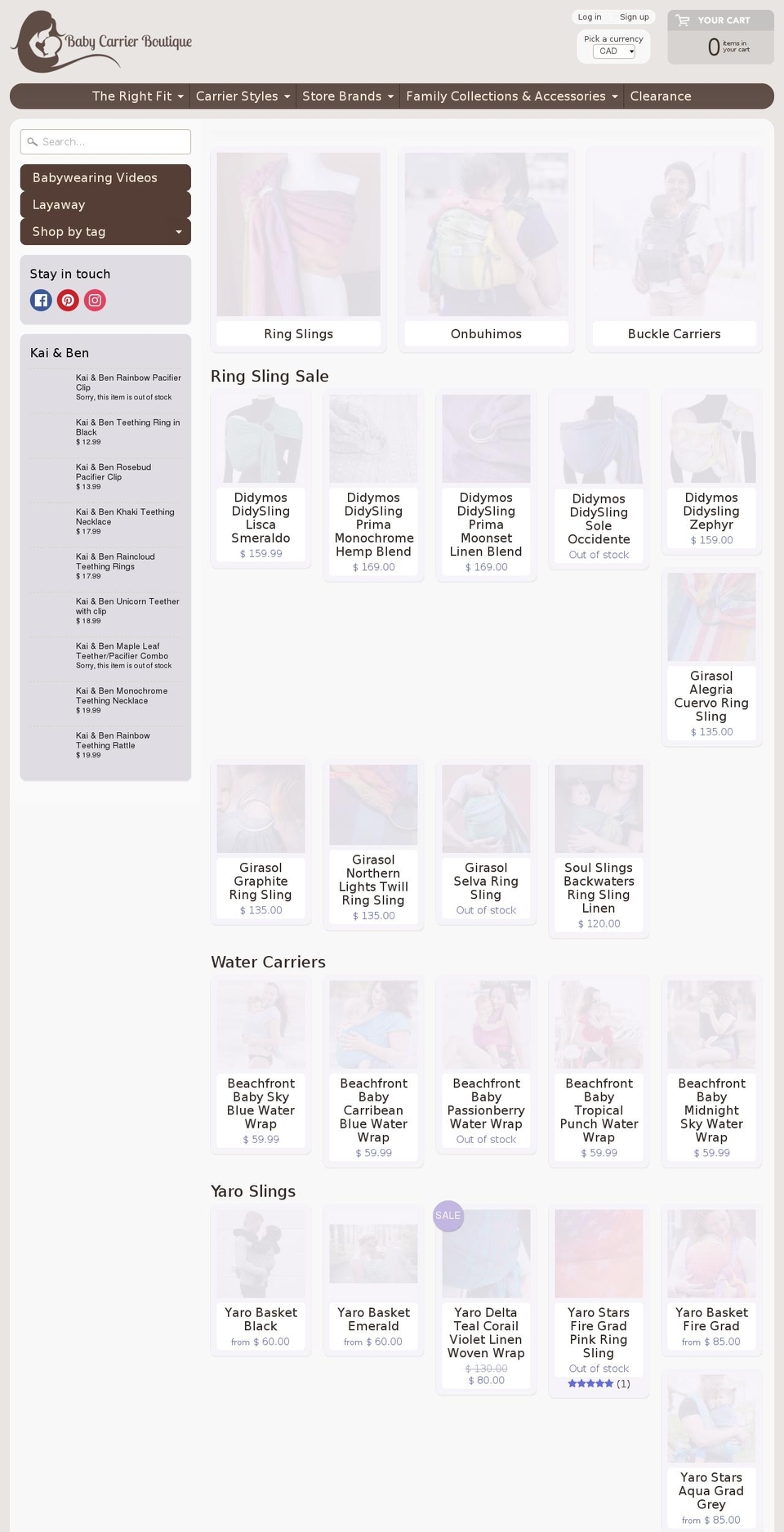 babycarrierboutique.com shopify website screenshot