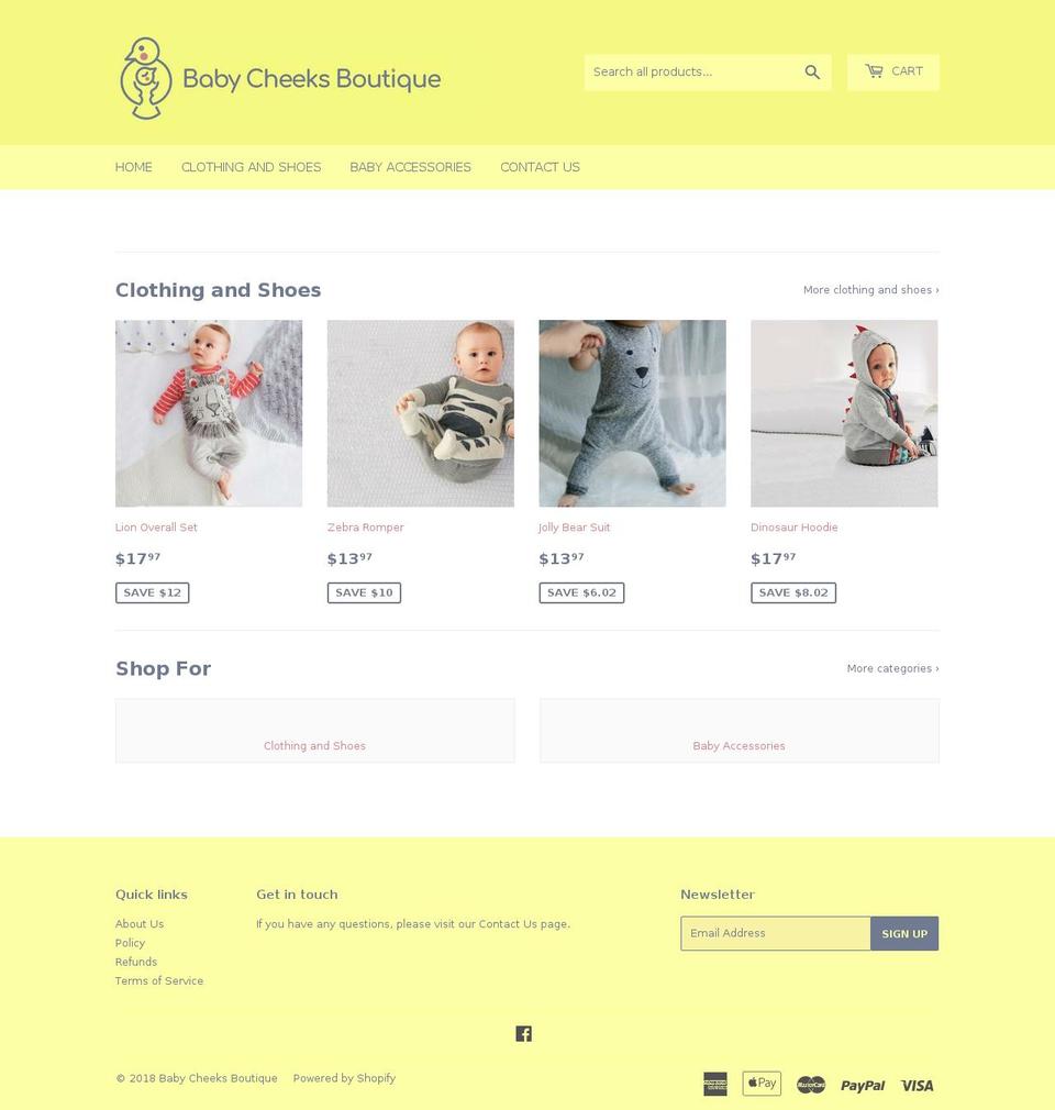 babycheeksboutique.com — Shopify storefront screenshot