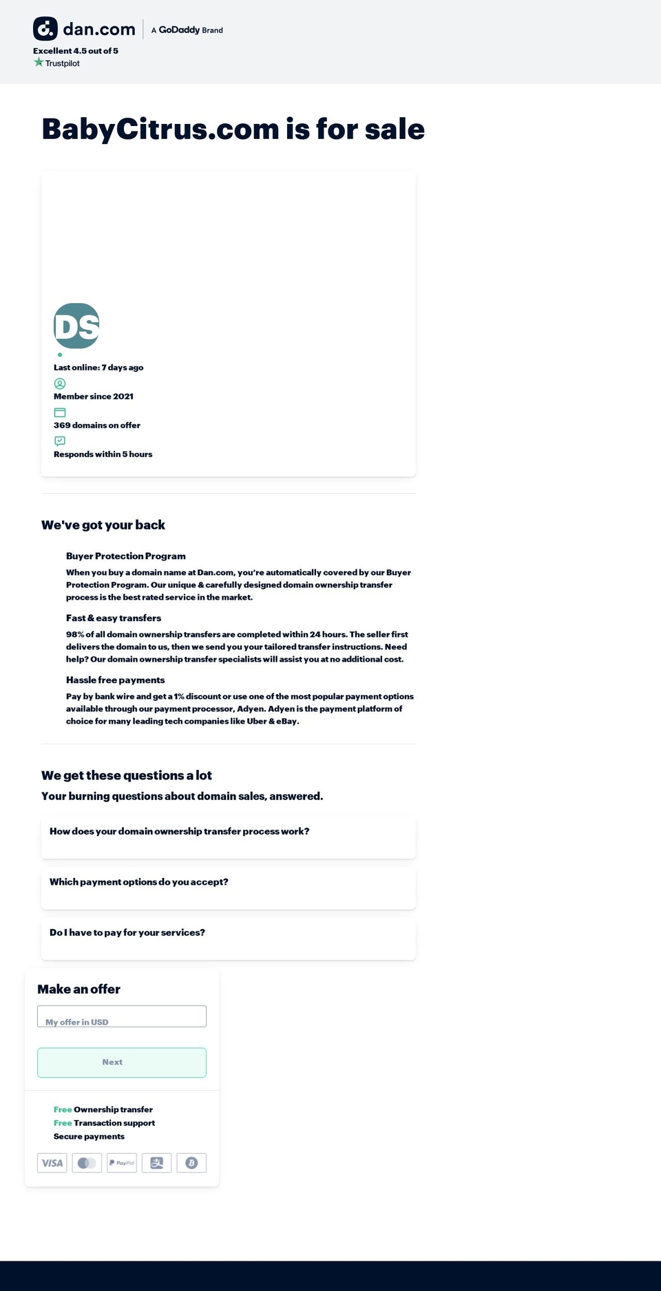 babycitrus.com — Shopify storefront screenshot