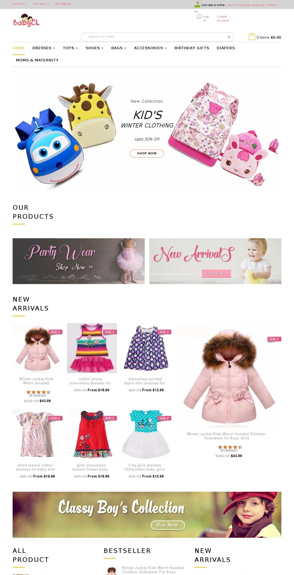 home1 Shopify theme site example babycl.com