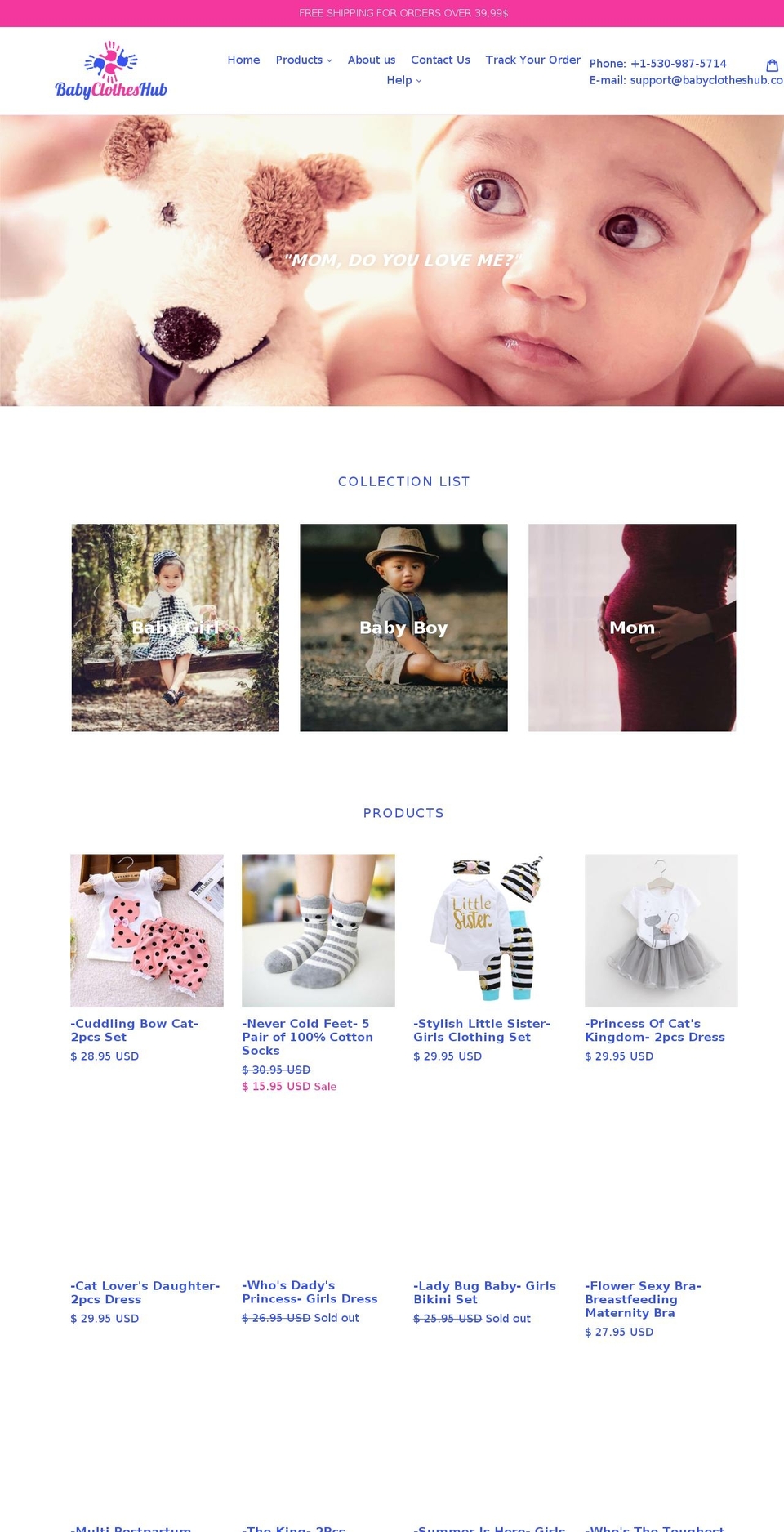 babyclotheshub.com — Shopify storefront screenshot