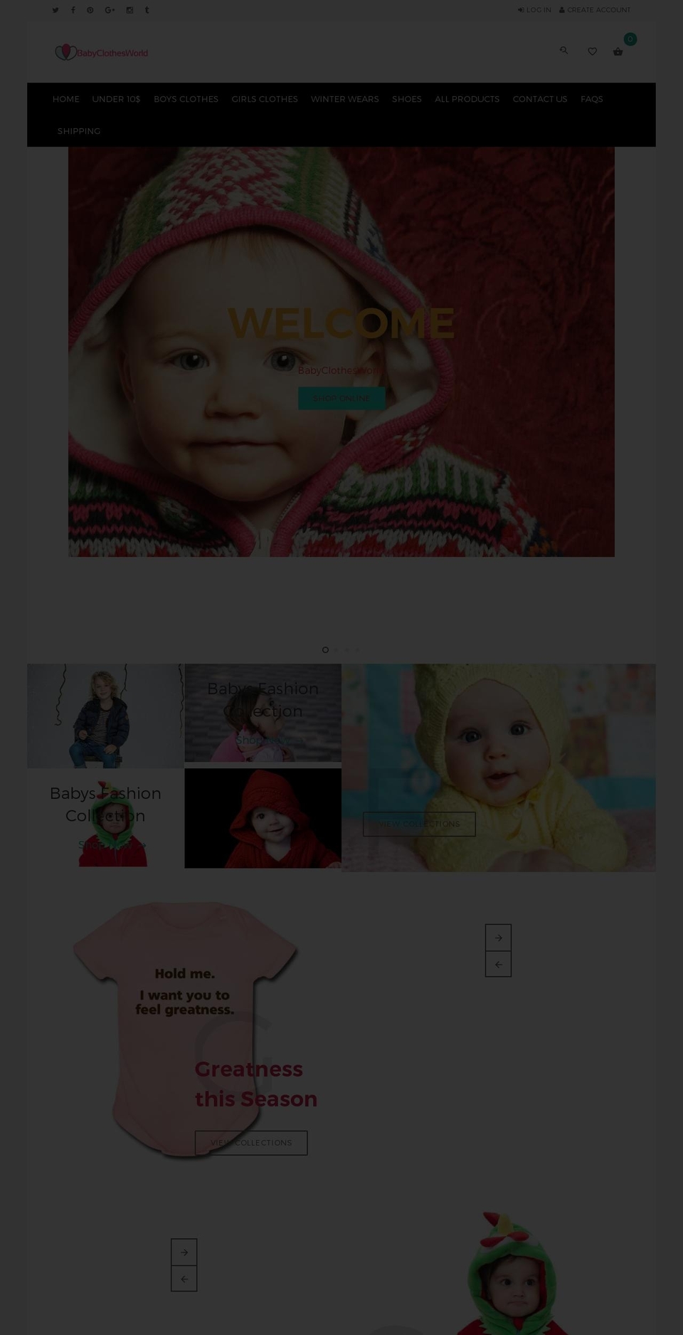 babyclothesworld.com shopify website screenshot