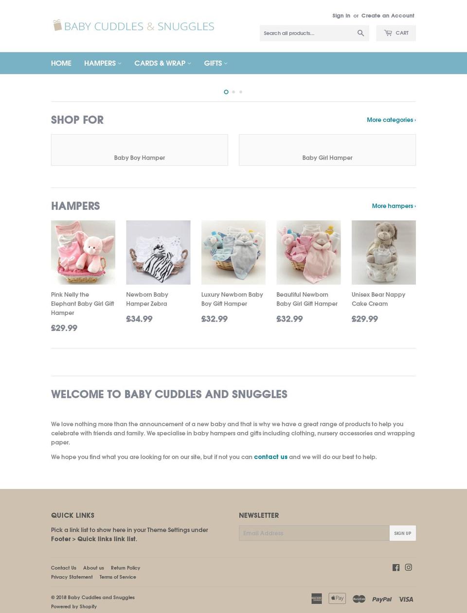 babycuddlesandsnuggles.com — Shopify storefront screenshot