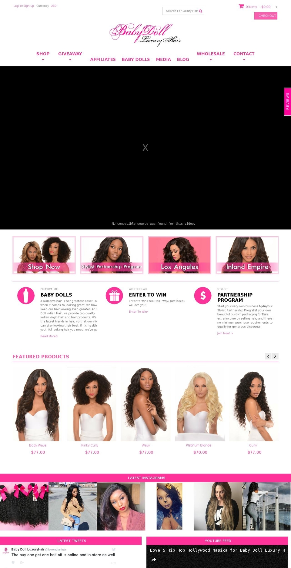 babydollhumanhair.com shopify website screenshot