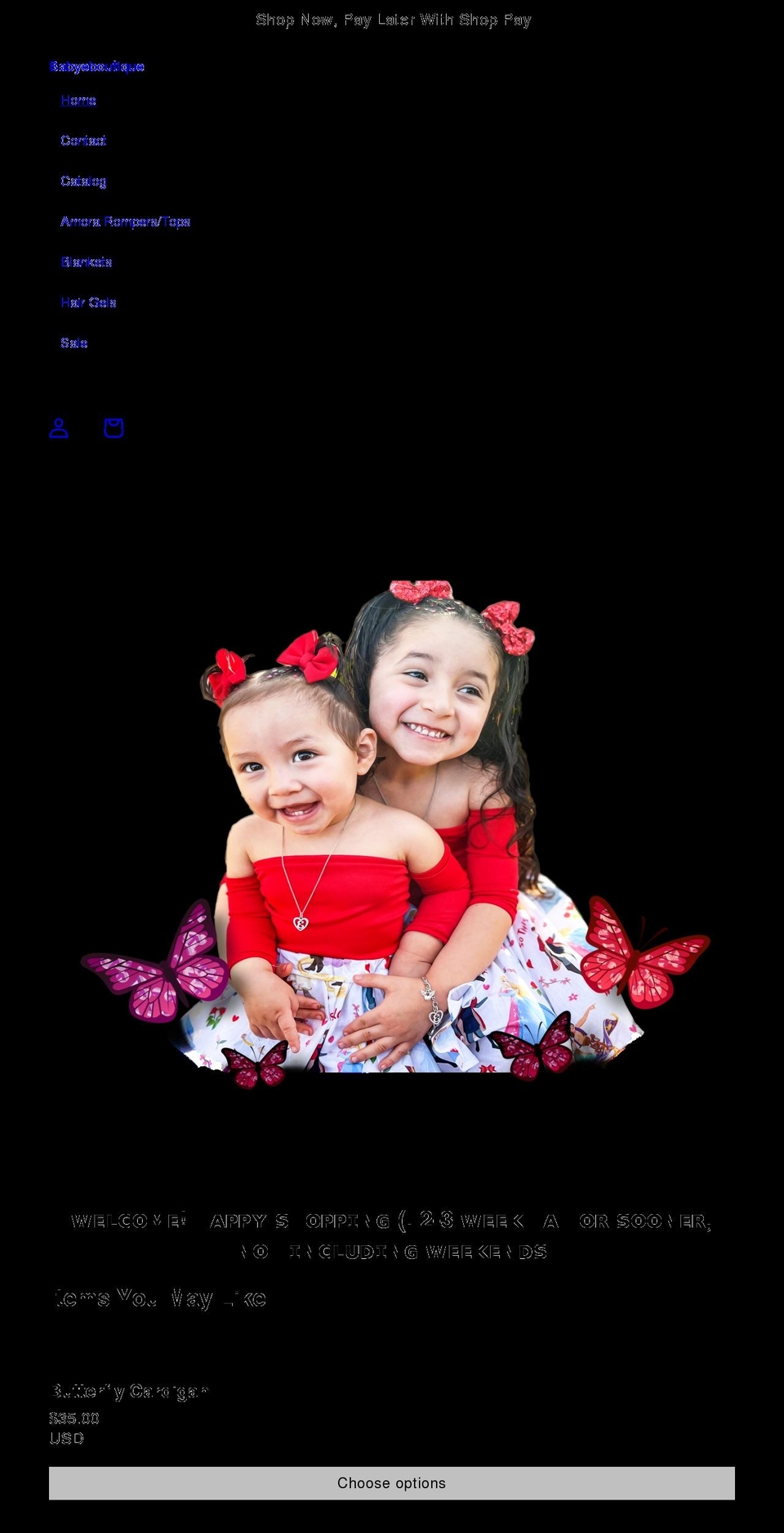 babyeboutique.com shopify website screenshot