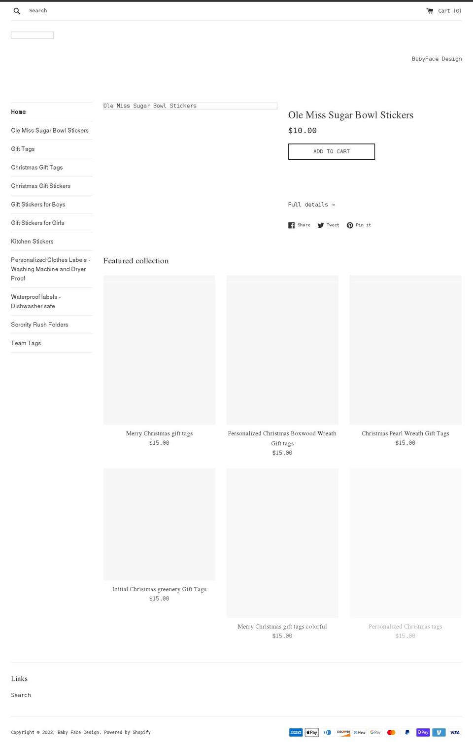 babyfacedesign.com shopify website screenshot