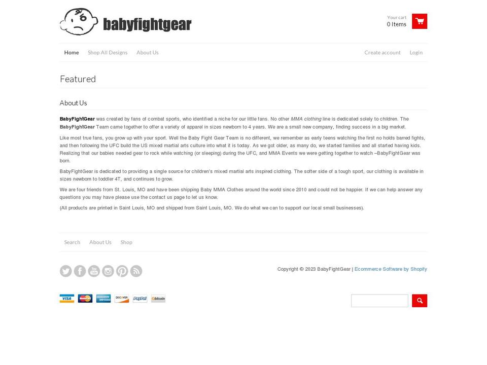 babyfightgear.us shopify website screenshot