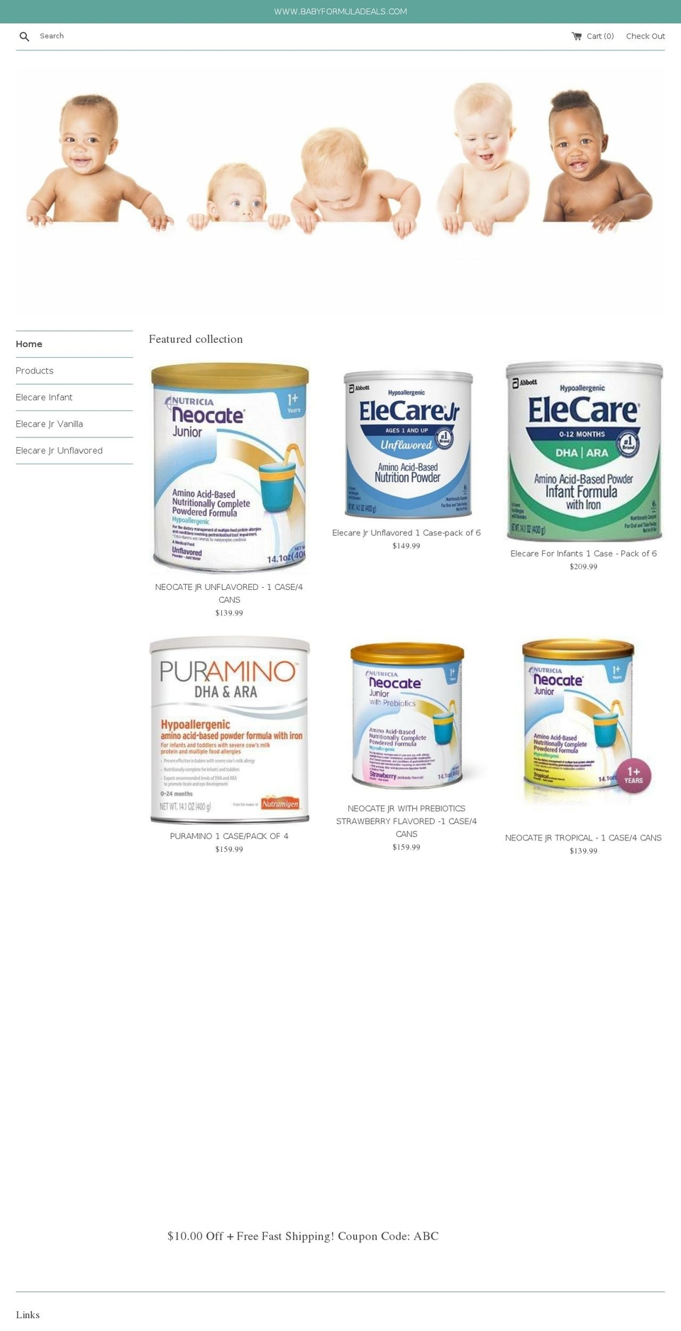 babyformuladeals.com — Shopify storefront screenshot
