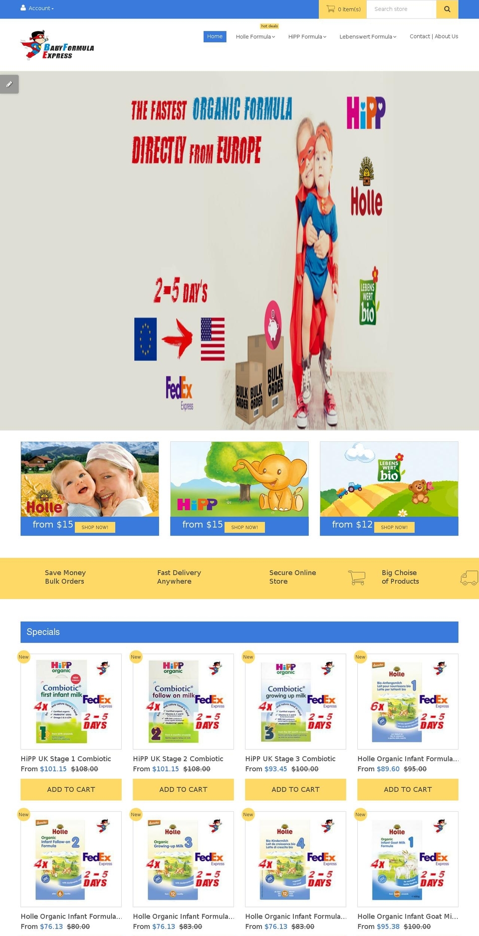 babyformulaexpress.com shopify website screenshot
