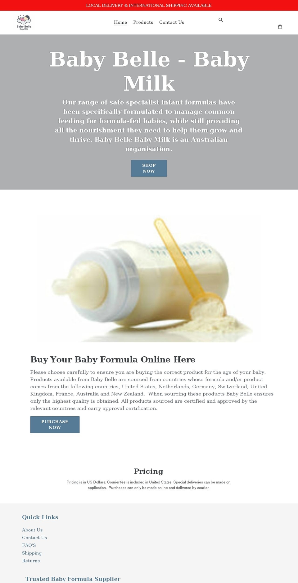 babyformulashop.com shopify website screenshot