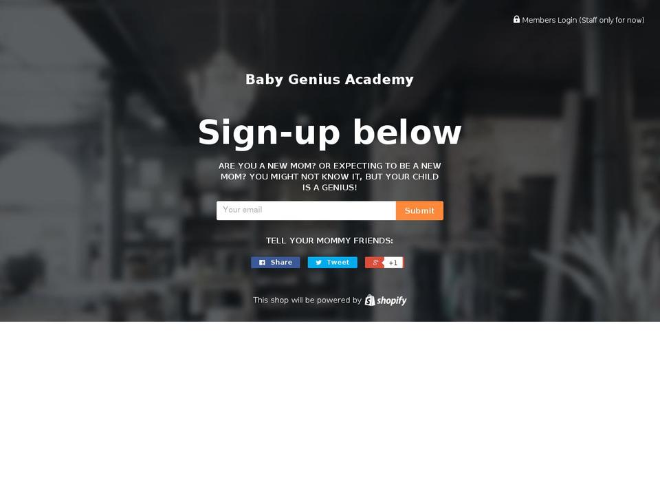 babygeniusacademy.com shopify website screenshot
